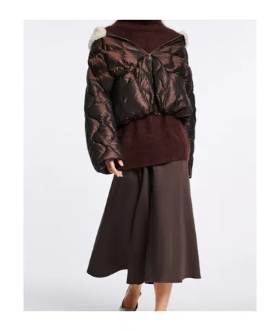 Dorothee Schumacher Down Jacket With Faux Fur Collar In Brown