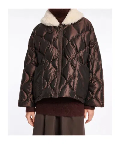 Dorothee Schumacher Down Jacket With Faux Fur Collar In Brown