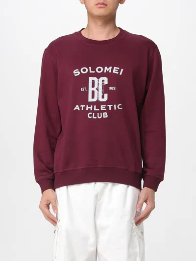 Brunello Cucinelli Men Cotton Sweatshirt With Print On The Front In Burgundy