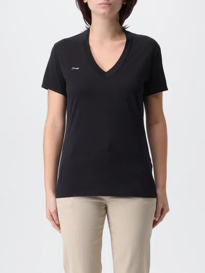 Dondup V-neck Embroidered T-shirt In Black