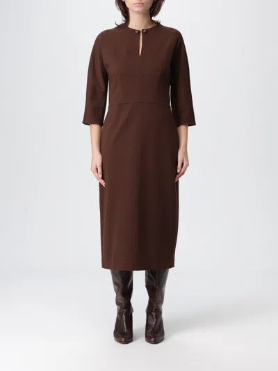 Fabiana Filippi Fitted Midi Dress With Stylish Cutouts In Brown