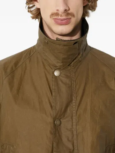 Barbour Corduroy-collar Waxed Jacket In Brown