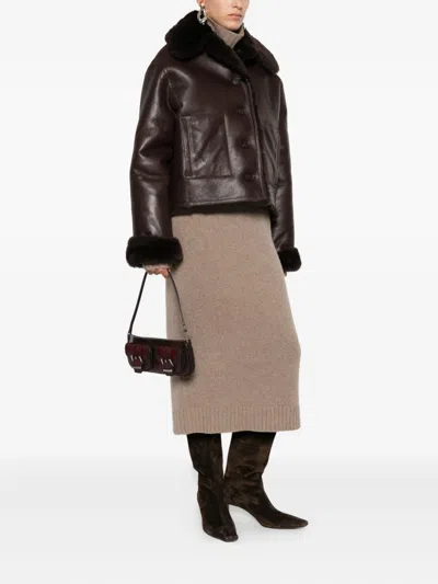 Michael Kors Rectangular Burgundy Leather Shoulder Bag In Red