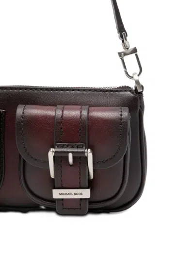 Michael Kors Rectangular Burgundy Leather Shoulder Bag In Red