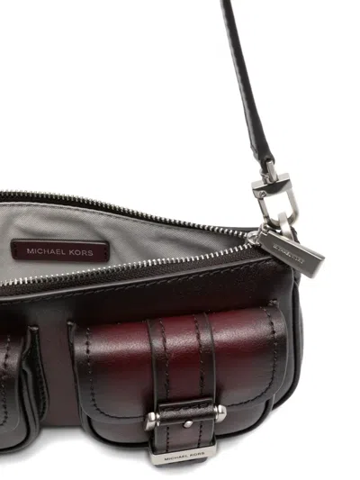 Michael Kors Rectangular Burgundy Leather Shoulder Bag In Red