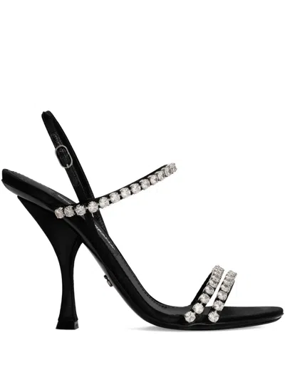 Dolce & Gabbana Sandals With Rhinestone Chain In Black