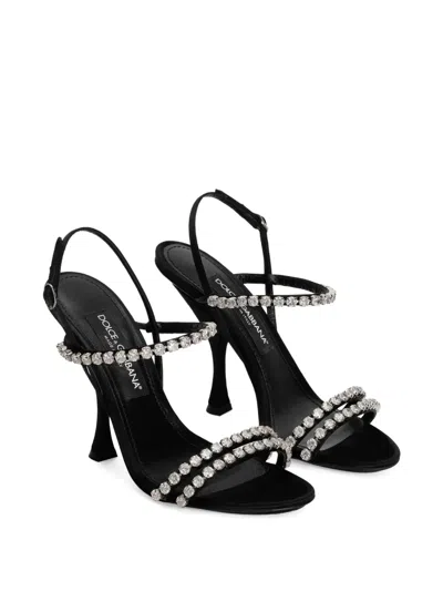 Dolce & Gabbana Sandals With Rhinestone Chain In Black