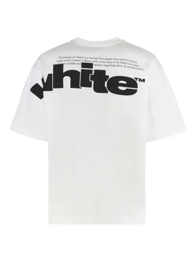 Off-white Crew Neck Shared Logo Cotton T-shirt With Print In White