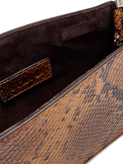 Staud Coco Python-embossed Leather Shoulder Bag In Brown