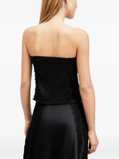 Allsaints Morgan Lace-trimmed Satin Top In Black