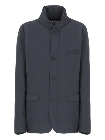 Herno Padded Jacket With High Neck And Pockets In Blue