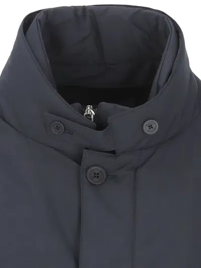 Herno Padded Jacket With High Neck And Pockets In Blue