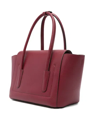 Coccinelle Double Beat Medium Leather Bag In Burgundy