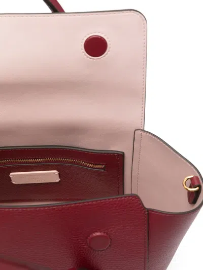 Coccinelle Double Beat Medium Leather Bag In Burgundy