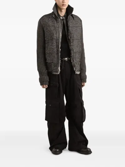 Dolce & Gabbana Knitted Houndstooth Jacket In Gray