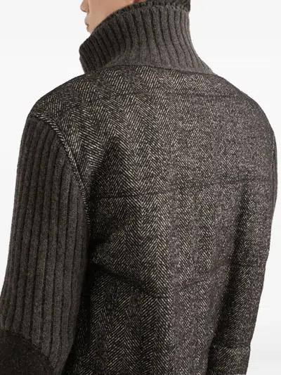Dolce & Gabbana Knitted Houndstooth Jacket In Gray