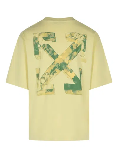 Off-white Cloudy Arrow Skate Crewneck T-shirt In Yellow
