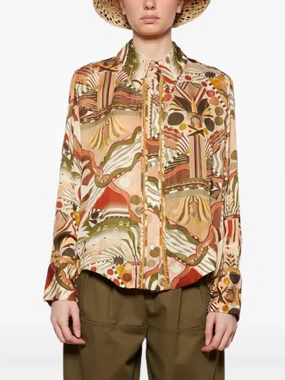 抽象印花长袖衬衫