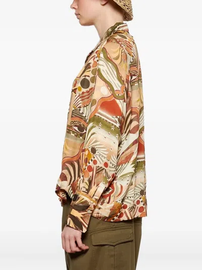 抽象印花长袖衬衫