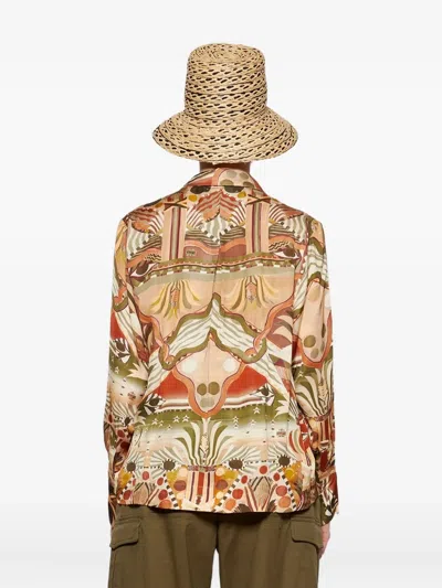 抽象印花长袖衬衫