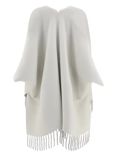Brunello Cucinelli Cashmere Wool Blend Poncho Cape In Gray