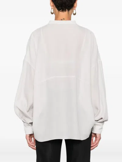 Brunello Cucinelli Women Silk Stretch Satin Blouse In Gray