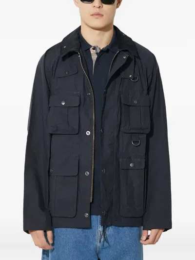 Barbour Multiple-pocket Corduroy-collar Jacket In Blue