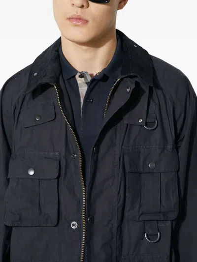 Barbour Multiple-pocket Corduroy-collar Jacket In Blue