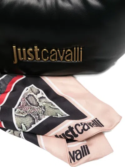 Just Cavalli Logo-plaque Chain Shoulder Bag In Black