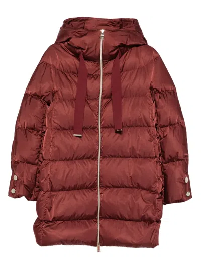 Herno A-shaped Down Jacket In High-density Satin In Burgundy