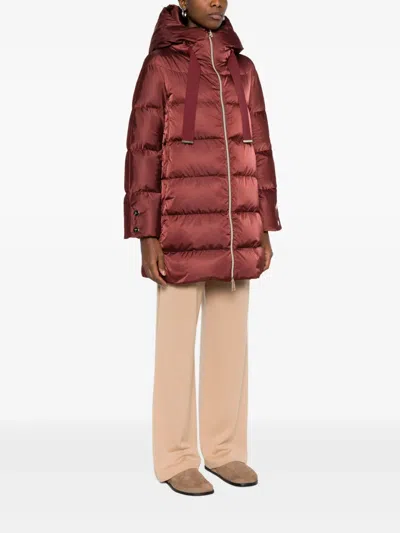 Herno A-shaped Down Jacket In High-density Satin In Burgundy