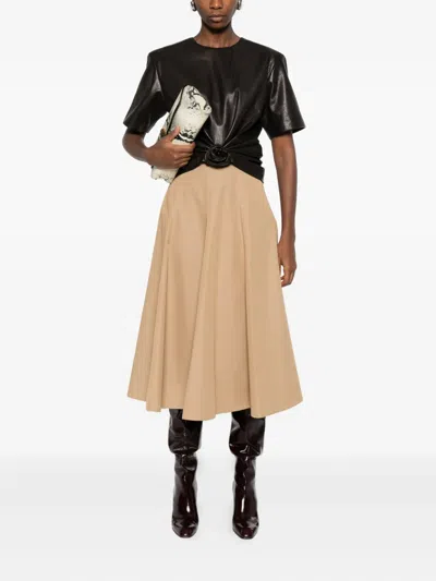 Thelaurent A-line Midi Skirt In Brown