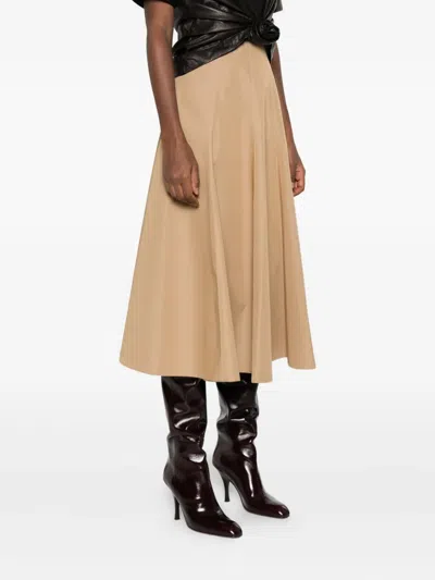 Thelaurent A-line Midi Skirt In Brown