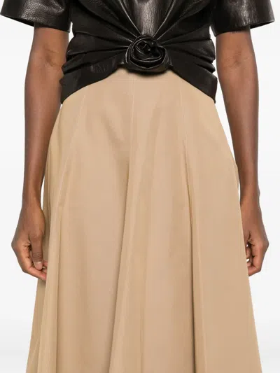 Thelaurent A-line Midi Skirt In Brown