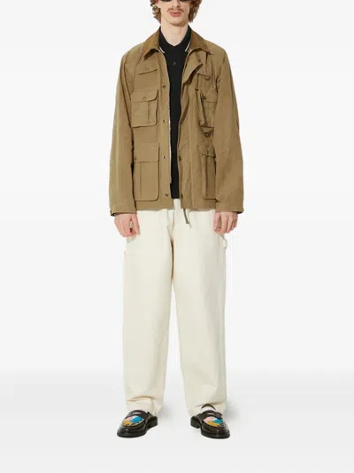 Barbour Multiple-pocket Corduroy-collar Jacket In Brown