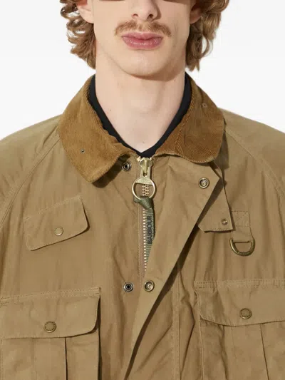 Barbour Multiple-pocket Corduroy-collar Jacket In Brown