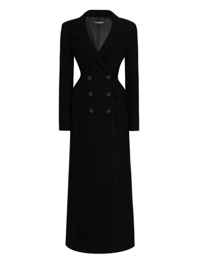 Dolce & Gabbana Double-breasted Coat In Wool In Black