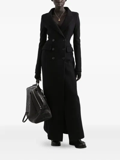 Dolce & Gabbana Double-breasted Coat In Wool In Black