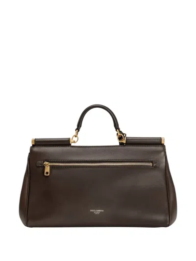 Dolce & Gabbana Brown Handbag With Key And Padlock Detail And Adjustable And Removable Shoulder Strap In Leather Wom In Brown