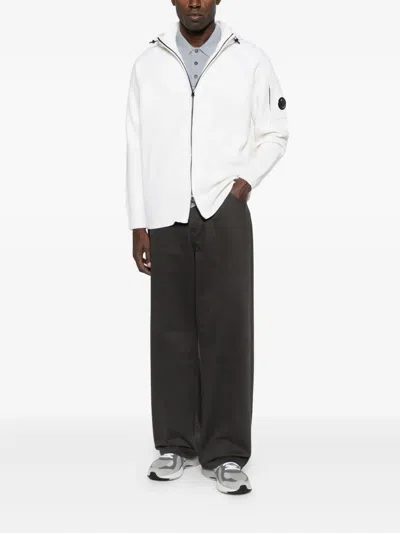 C.p. Company Zip-front Hooded Jacket In White