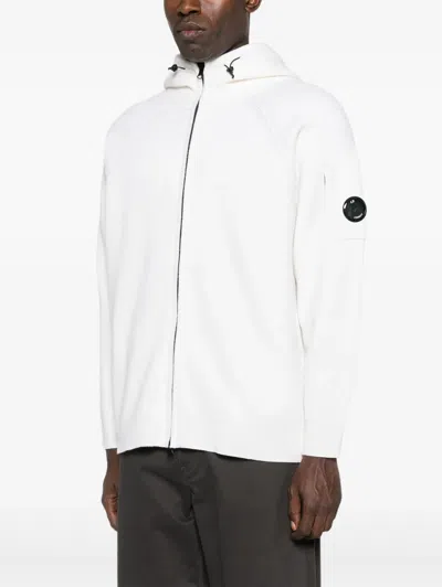 C.p. Company Zip-front Hooded Jacket In White