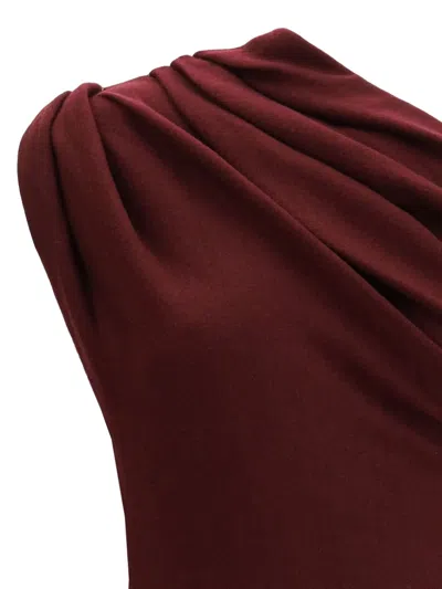 Khaite Coast One-shoulder Wool-blend Maxi Dress In Burgundy