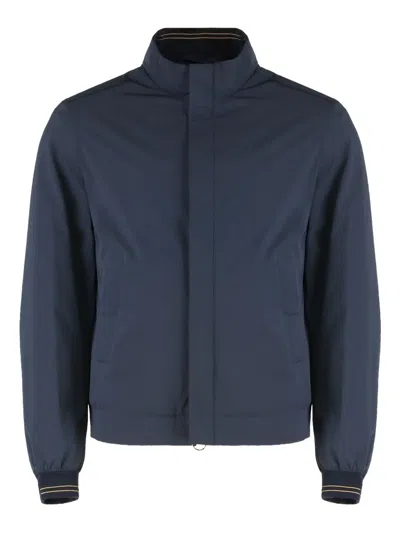 Paul & Shark Waterproof Jacket With High Collar And Pockets In Blue