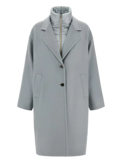 Herno Velour Wool Cloth And Nylon Ultralight Coat In Blue