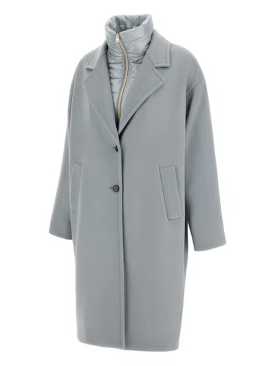 Herno Velour Wool Cloth And Nylon Ultralight Coat In Blue