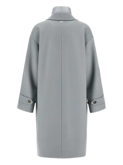 Herno Velour Wool Cloth And Nylon Ultralight Coat In Blue