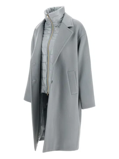 Herno Velour Wool Cloth And Nylon Ultralight Coat In Blue