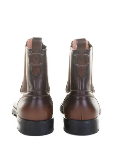 Santoni Elastic-panelled Leather Boots In Multi