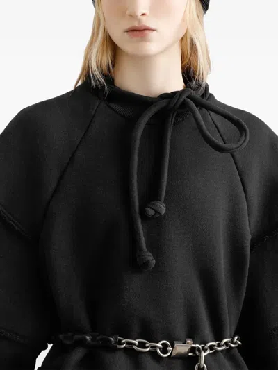 Dolce & Gabbana Ruffled-sleeve Drawstring Sweatshirt In Black