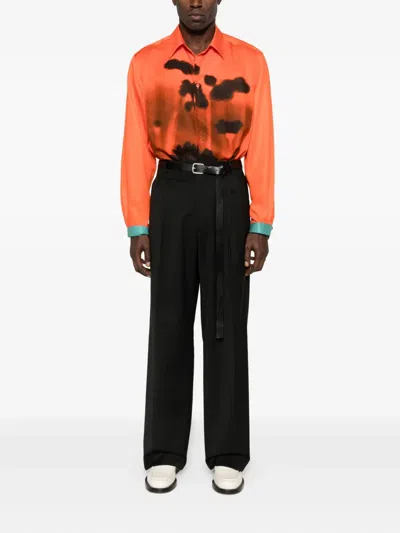 Paul Smith Red 'field Flowers' Print Lyocell Shirt In Orange